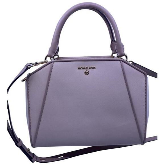 Michael Kors Handbags - Michael Kors New Cleo Medium Satchel Soft Pink Saffiano Leather Cross Bo…